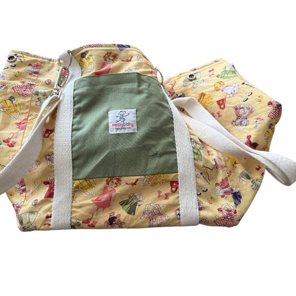 Messy Baby Diaper Bag & Changing Mat Set - Vintage Style Yellow Print - Picture 5 of 9